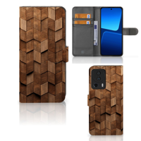 Book Style Case voor Xiaomi 13 Lite Wooden Cubes - thumbnail