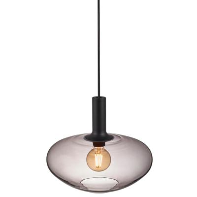 Zwarte hanglamp Nordlux &apos;Alton 35&apos; E27 fitting smokeglas 35 cm
