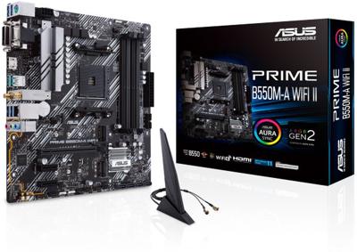 Asus PRIME B550M-A WIFI II Moederbord Socket AMD AM4 Vormfactor Micro-ATX Moederbord chipset AMD® B550 Asus PRIME B550M-A WIFI II Moederbord Socket AMD AM4 Vormfactor Micro-ATX Moederbord chipset AMD® B550