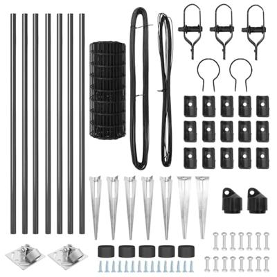 VidaXL Hek met paal grijs 1 x 10 m staal en pvc