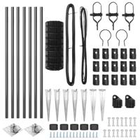 VidaXL Hek met paal grijs 1 x 10 m staal en pvc - thumbnail