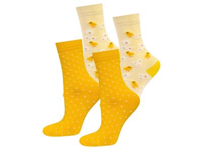 Soxo 2 paar sokken met paasmotieven (Geel, 36-40)