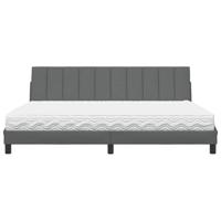 Bed met matras "Hanko" stof donkergrijs 200x200 cm - thumbnail