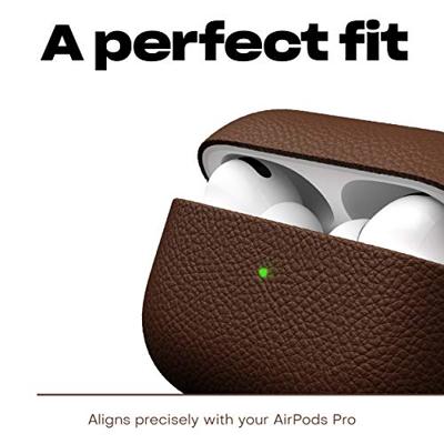 KeyBudz Artisan leren beschermhoes voor Apple AirPods Pro case, etui, lederen tas, oortelefoon accessoires, bruin