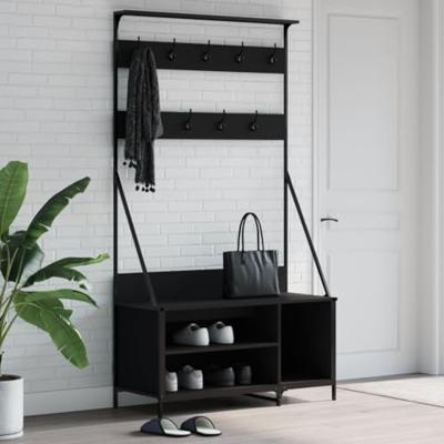 VidaXL Kledingrek met schoenenrek 100x41x184 cm zwart