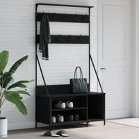 VidaXL Kledingrek met schoenenrek 100x41x184 cm zwart - thumbnail