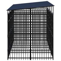 Hondenkennel met dak 7,37 m² staal - thumbnail