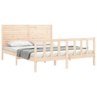 Bedframe met hoofdbord massief hout - thumbnail