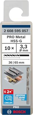 Bosch Accessories 2608595057 HSS Metaal-spiraalboor 3.3 mm Gezamenlijke lengte 65 mm Geslepen DIN 338 Cilinderschacht 10 stuk(s) Bosch Accessories 2608595057 HSS Metaal-spiraalboor 3.3 mm Gezamenlijke lengte 65 mm Geslepen DIN 338 Cilinderschacht 10 stuk(s)