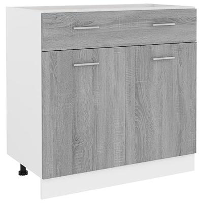 Onderkast met lade Lyon 80x46x81,5 cm bewerkt hout grijs sonoma
