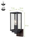 ECO-Light KARO 2100112 Buitenlamp (wand) E27 Zwart, Hout - thumbnail