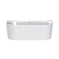 Plieger Kansas Halfvrijstaand bad - 155x80x60cm - met slotoverloop - met af- en overloopgarnituur - met poten - acryl - wit 0100-235 - thumbnail