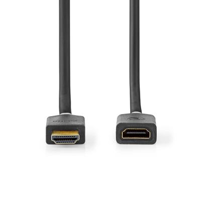 Nedis High Speed HDMI-Kabel met Ethernet | HDMI Connector | HDMI Female | 4K@60Hz | ARC | 18 Gbps | 2.00 m | Rond | PVC | Antraciet | Doos -