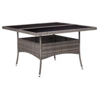 Tuintafel poly rattan en glas grijs - thumbnail