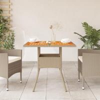 Tuintafel 80x80x75 cm poly rattan en acaciahout beige - thumbnail