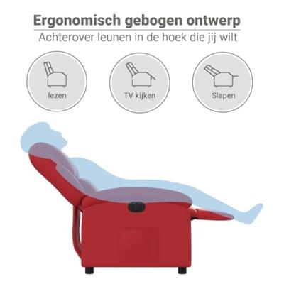 Fauteuil verstelbaar elektrisch kunstleer rood
