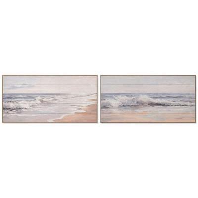 Schilderij Home ESPRIT Blauw Beige Hout Mediterrane 120 X 2,5 X 60 CM (2 Stuks)