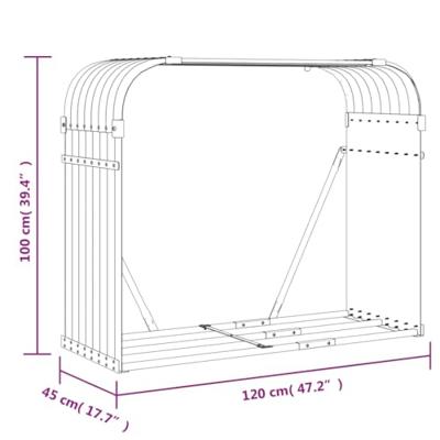 Haardhoutopslag 120x45x100 cm gegalvaniseerd staal antraciet - thumbnail