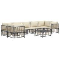 8-delige Loungeset met kussens poly rattan antracietkleurig - thumbnail