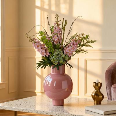 Handgebonden kunstboeket Yara Portland - Roze 90cm