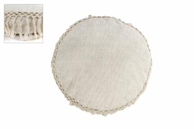 Kussen "Lisa" crème stof rond 40x40x2cm