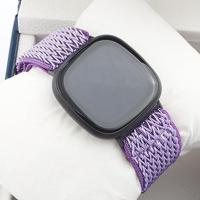 Fitbit Versa 3/4 & Sense 1/2 Nylon loop bandje - Paars - thumbnail