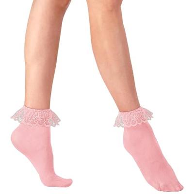 Sokjes met kant roze