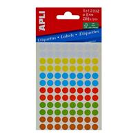 Apli ronde etiketten in etui diameter 8 mm, geassorteerde kleuren, 288 stuks, 96 per blad (2092) - thumbnail