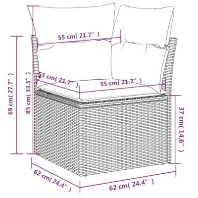 7-delige Loungeset met kussens poly rattan beige