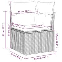 9-delige Loungeset met kussens poly rattan zwart - thumbnail
