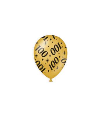 Classy Ballonnen 100 Jaar Zwart/Goud (6st)
