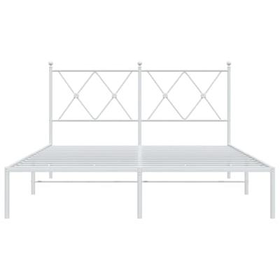 Bedframe met hoofdbord metaal wit 140x190 cm - thumbnail