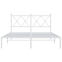 Bedframe met hoofdbord metaal wit 140x190 cm - thumbnail