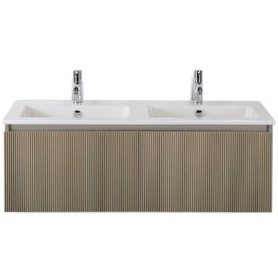 Frozen 3D Badmeubelset 120 cm - Greeplijst in Kleur - Olive - Keramische Wastafel Wit Dubbel 2 Kraangaten