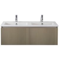 Frozen 3D Badmeubelset 120 cm - Greeplijst in Kleur - Olive - Keramische Wastafel Wit Dubbel 2 Kraangaten - thumbnail