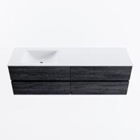 MONDIAZ VICA 160cm badmeubel onderkast Antracite 4 lades. Wastafel CLOUD links 1 kraangat, kleur Talc. - thumbnail