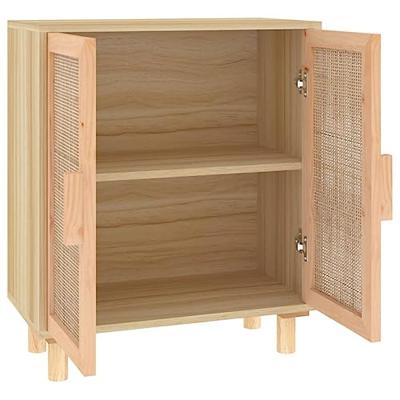 Dressoir 60x30x70 cm massief grenenhout en rattan bruin Dressoir 60x30x70 cm massief grenenhout en rattan bruin