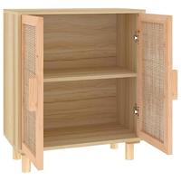 Dressoir 60x30x70 cm massief grenenhout en rattan bruin - thumbnail