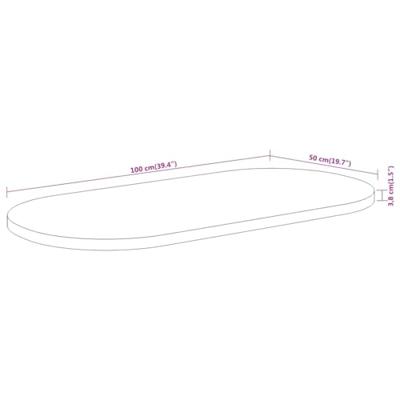 Tafelblad ovaal 100x50x3,8 cm massief acaciahout