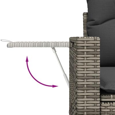6-delige Loungeset met kussens poly rattan grijs - thumbnail