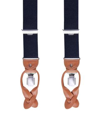 Profuomo Bretels Effen Navy Bruin