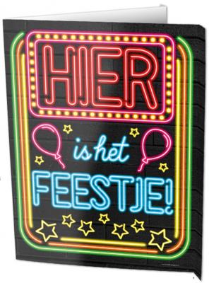 Neon Raambord Hier Is Het Feestje (60x45cm)