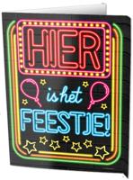 Neon Raambord Hier Is Het Feestje (60x45cm) - thumbnail