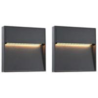 VidaXL Led-buitenwandlampen 2 st 3 w vierkant zwart - thumbnail