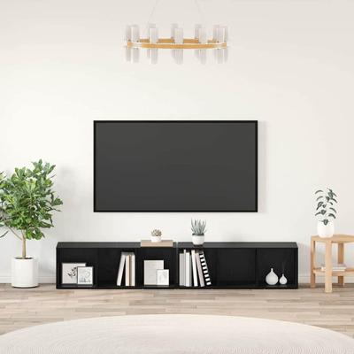 Tv-meubelset 2 pcs Zwart Eiken Bewerkt hout