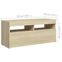 Tv-meubel met LED-verlichting 90x35x40 cm sonoma eikenkleurig - thumbnail