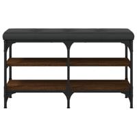 Schoenenbank 82x32x47 cm bewerkt hout bruineikenkleurig - thumbnail