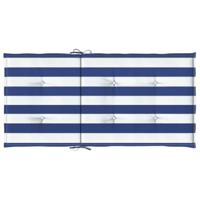 Stoelkussens 6 st lage rug gestreept stof wit en blauw - thumbnail