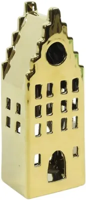 Countryfield theelichthouder keramiek ben 6.5x6.5x17cm goud