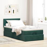Ottoman bed met matras 90x200cm fluweel donkergroen - thumbnail